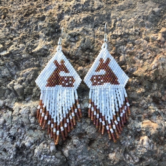 Fawn Beaded Earrings, New, Handmade by Me - Picture 6 of 8